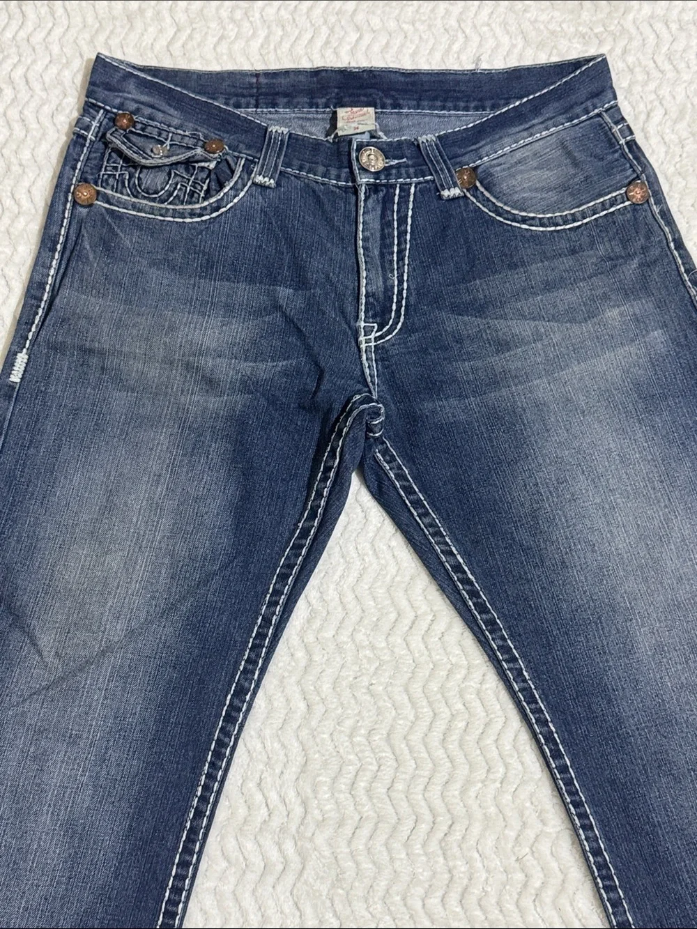 True Religion Joey Super T Denim Jeans Size 36 Embroidery Made in USA